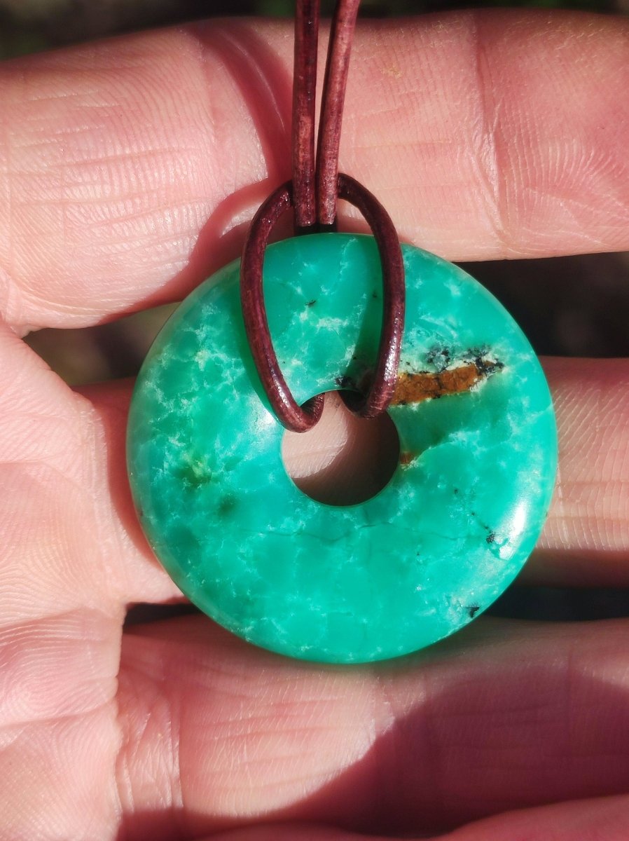 Chrysoprase ~ Edelstein Kette ~HIPPIE ~GOA ~Boho ~Tibet ~Ethno ~Nature ~Donut ~Schutzsymbol ~Heilstein ~Rarität - Art of Nature Berlin