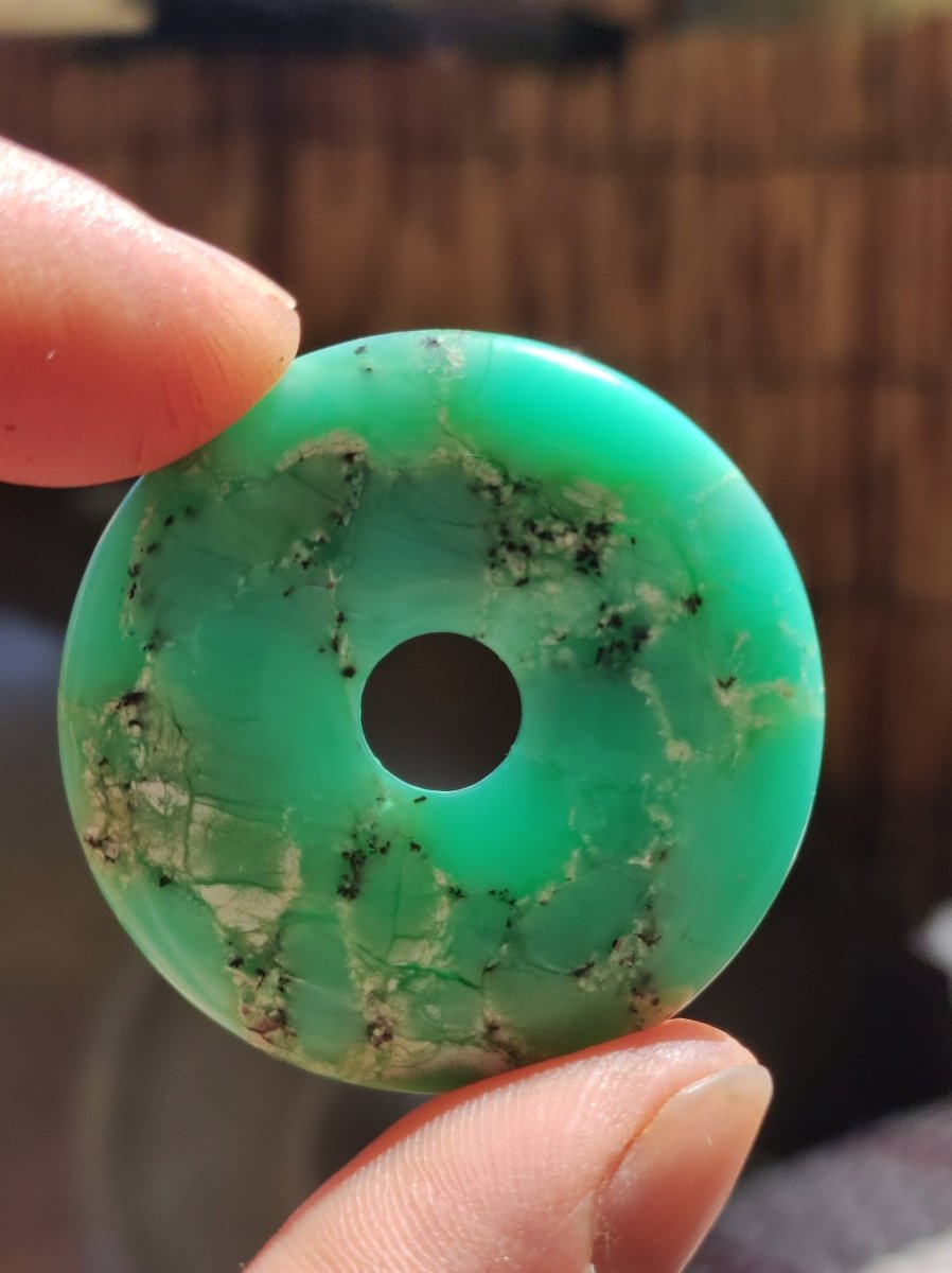 Chrysoprase ~ Edelstein Kette ~HIPPIE ~GOA ~Boho ~Tibet ~Ethno ~Nature ~Donut ~Schutzsymbol ~Heilstein ~Rarität - Art of Nature Berlin