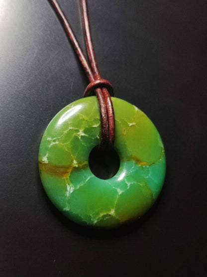 Chrysoprase ~ Edelstein Kette ~HIPPIE ~GOA ~Boho ~Tibet ~Ethno ~Nature ~Donut ~Schutzsymbol ~Heilstein ~Rarität - Art of Nature Berlin