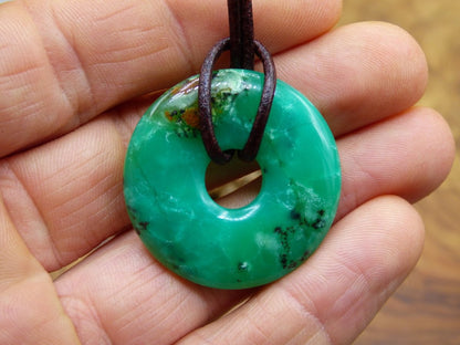 Chrysoprase ~ Edelstein Kette ~HIPPIE ~GOA ~Boho ~Tibet ~Ethno ~Nature ~Donut ~Schutzsymbol ~Heilstein ~Rarität - Art of Nature Berlin