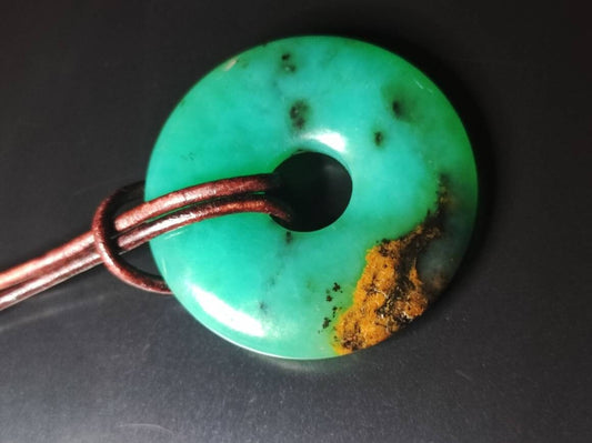 Chrysoprase ~ Edelstein Kette ~HIPPIE ~GOA ~Boho ~Tibet ~Ethno ~Nature ~Donut ~Schutzsymbol ~Heilstein ~Rarität - Art of Nature Berlin