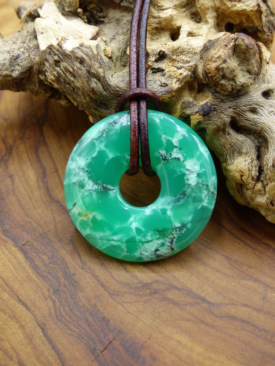 Chrysoprase ~ Edelstein Kette ~HIPPIE ~GOA ~Boho ~Tibet ~Ethno ~Nature ~Donut ~Schutzsymbol ~Heilstein ~Rarität - Art of Nature Berlin