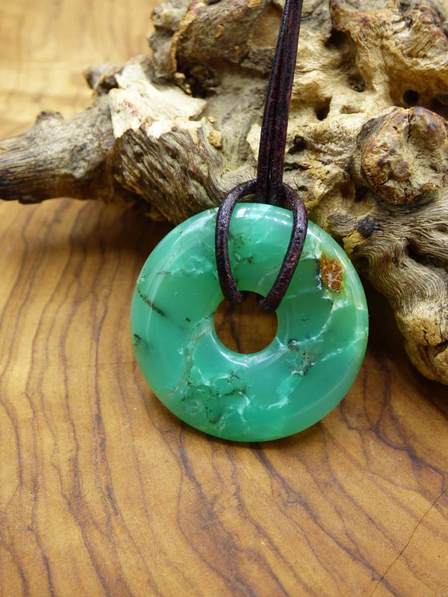 Chrysoprase ~ Edelstein Kette ~HIPPIE ~GOA ~Boho ~Tibet ~Ethno ~Nature ~Donut ~Schutzsymbol ~Heilstein ~Rarität - Art of Nature Berlin