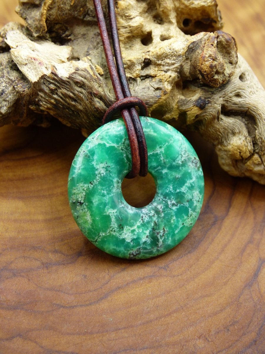 Chrysoprase ~ Edelstein Kette ~HIPPIE ~GOA ~Boho ~Tibet ~Ethno ~Nature ~Donut ~Schutzsymbol ~Heilstein ~Rarität - Art of Nature Berlin