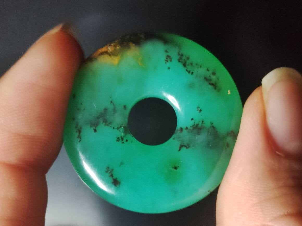 Chrysoprase ~ Edelstein Kette ~HIPPIE ~GOA ~Boho ~Tibet ~Ethno ~Nature ~Donut ~Schutzsymbol ~Heilstein ~Rarität - Art of Nature Berlin