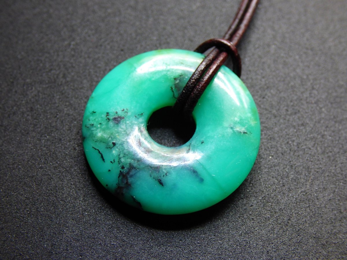 Chrysoprase ~ Edelstein Kette ~HIPPIE ~GOA ~Boho ~Tibet ~Ethno ~Nature ~Donut ~Schutzsymbol ~Heilstein ~Rarität - Art of Nature Berlin