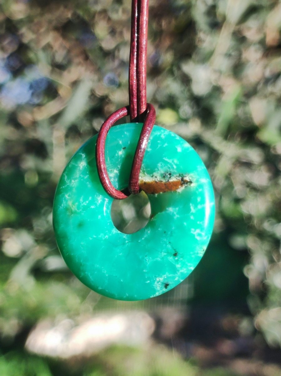 Chrysoprase ~ Edelstein Kette ~HIPPIE ~GOA ~Boho ~Tibet ~Ethno ~Nature ~Donut ~Schutzsymbol ~Heilstein ~Rarität - Art of Nature Berlin