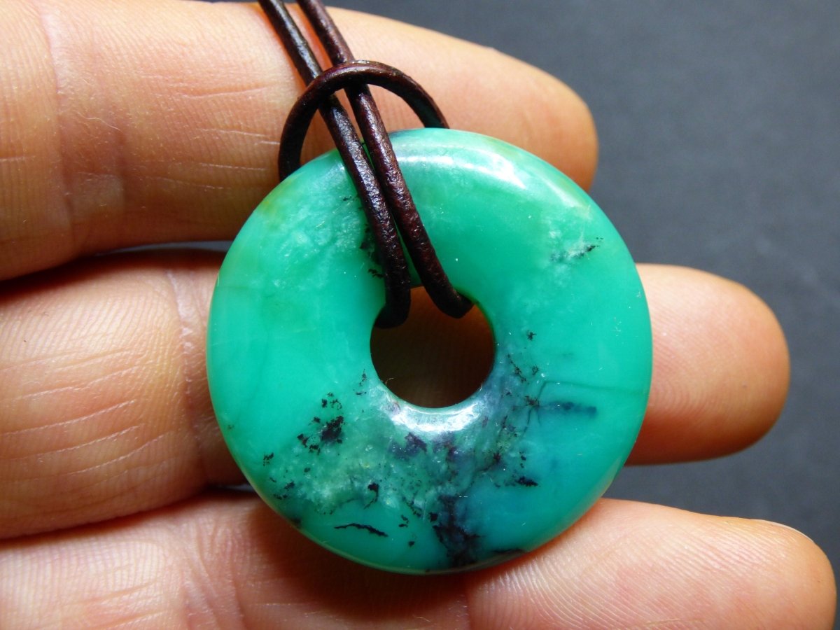 Chrysoprase ~ Edelstein Kette ~HIPPIE ~GOA ~Boho ~Tibet ~Ethno ~Nature ~Donut ~Schutzsymbol ~Heilstein ~Rarität - Art of Nature Berlin