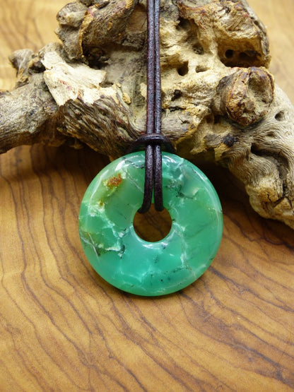 Chrysoprase ~ Edelstein Kette ~HIPPIE ~GOA ~Boho ~Tibet ~Ethno ~Nature ~Donut ~Schutzsymbol ~Heilstein ~Rarität - Art of Nature Berlin