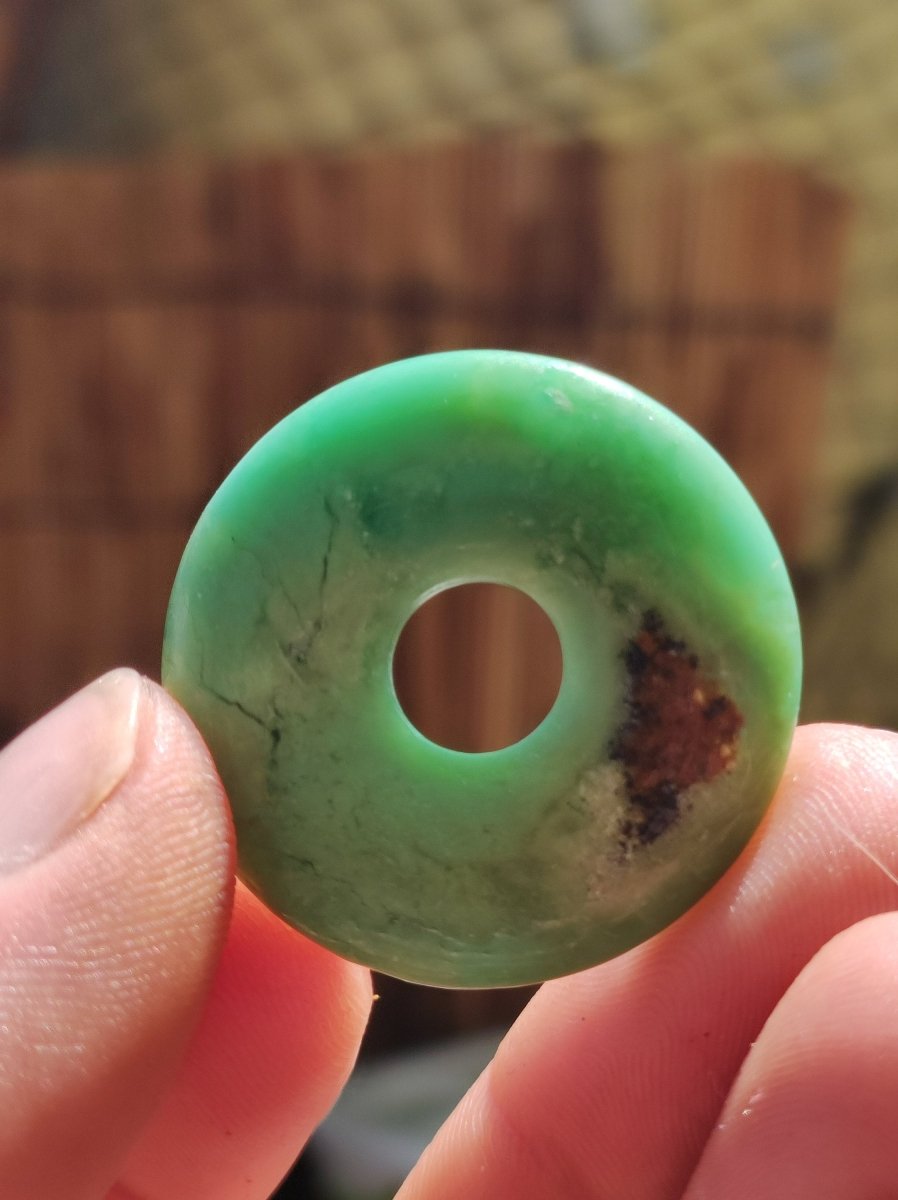 Chrysoprase ~ Edelstein Kette ~HIPPIE ~GOA ~Boho ~Tibet ~Ethno ~Nature ~Donut ~Schutzsymbol ~Heilstein ~Rarität - Art of Nature Berlin