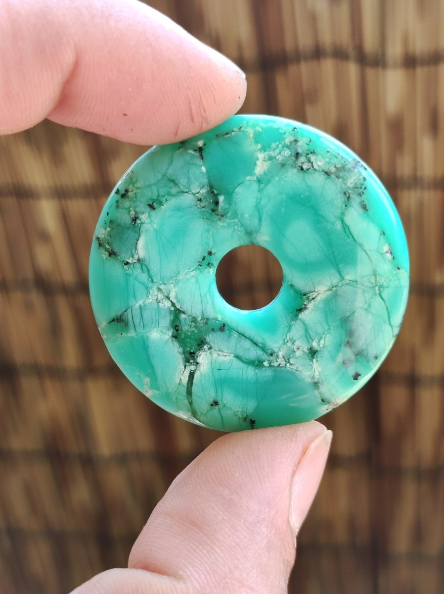 Chrysoprase ~ Edelstein Kette ~HIPPIE ~GOA ~Boho ~Tibet ~Ethno ~Nature ~Donut ~Schutzsymbol ~Heilstein ~Rarität - Art of Nature Berlin