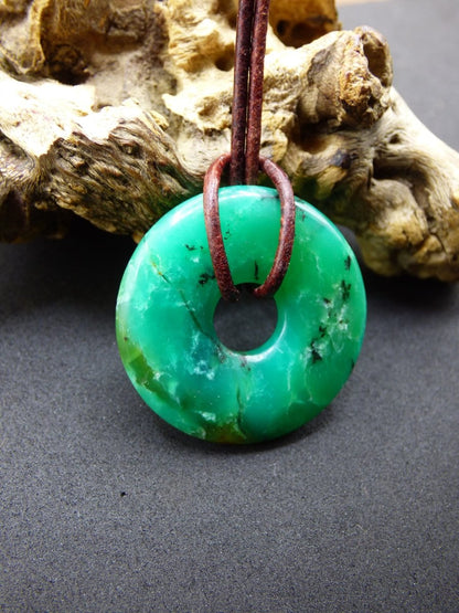 Chrysoprase ~ Edelstein Kette ~HIPPIE ~GOA ~Boho ~Tibet ~Ethno ~Nature ~Donut ~Schutzsymbol ~Heilstein ~Rarität - Art of Nature Berlin