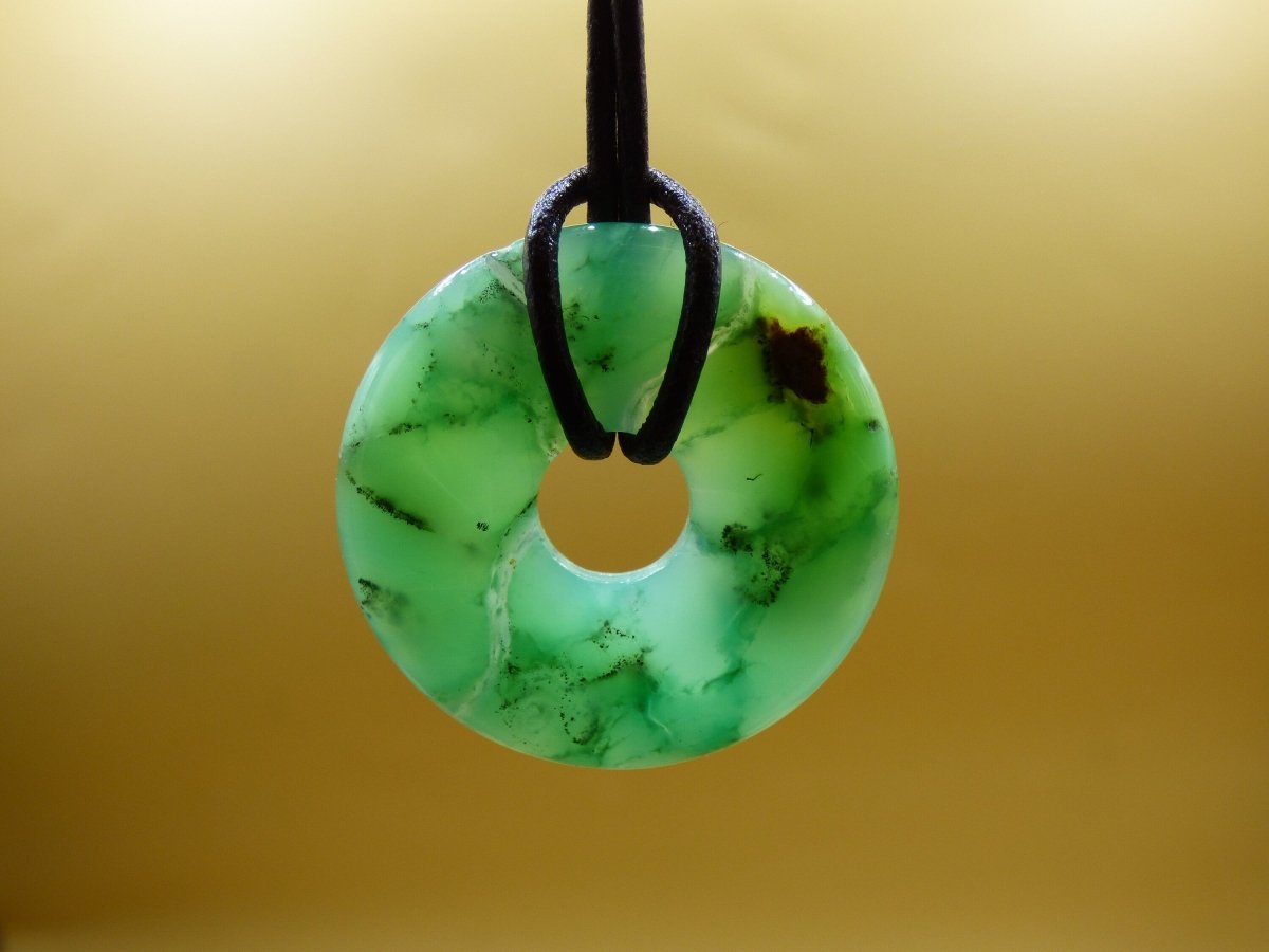 Chrysoprase ~ Edelstein Kette ~HIPPIE ~GOA ~Boho ~Tibet ~Ethno ~Nature ~Donut ~Schutzsymbol ~Heilstein ~Rarität - Art of Nature Berlin