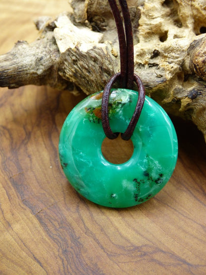 Chrysoprase ~ Edelstein Kette ~HIPPIE ~GOA ~Boho ~Tibet ~Ethno ~Nature ~Donut ~Schutzsymbol ~Heilstein ~Rarität - Art of Nature Berlin