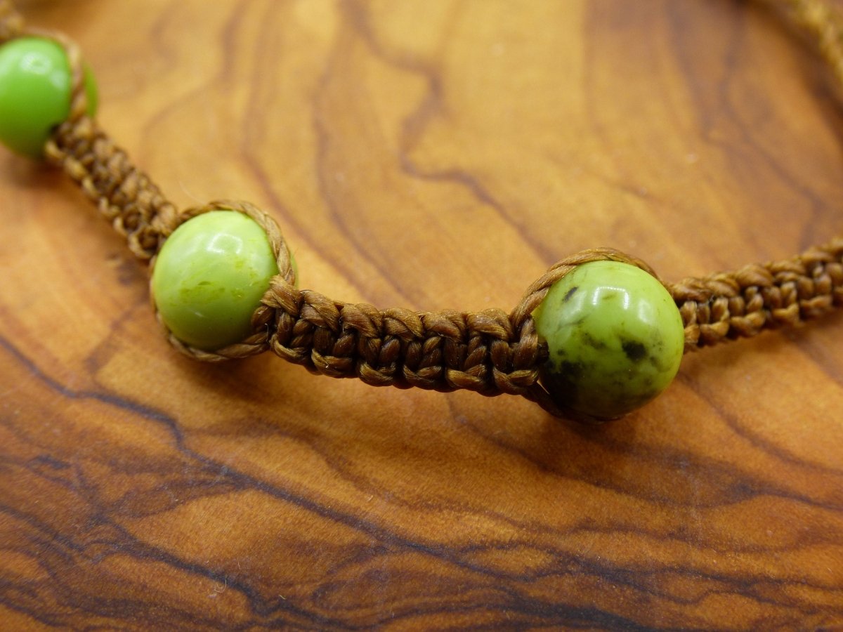 Chrysoprase ~ Edelstein Makramee Armband ~ GOA ~ Hippie ~Boho ~Ethno ~Indie ~Nature ~Heilstein - Art of Nature Berlin