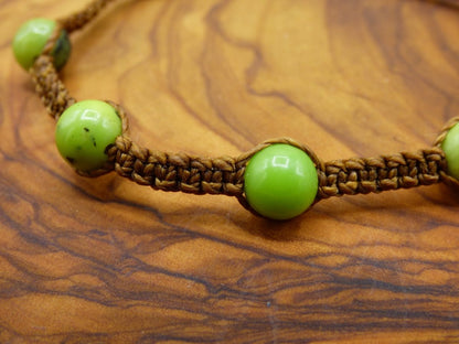 Chrysoprase ~ Edelstein Makramee Armband ~ GOA ~ Hippie ~Boho ~Ethno ~Indie ~Nature ~Heilstein - Art of Nature Berlin