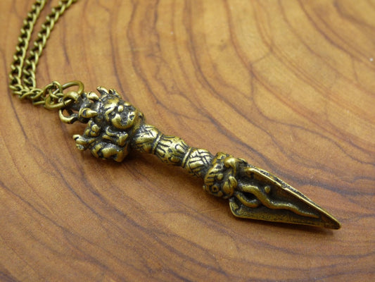 Dorje Vajra ~ Glücks Anhänger Kette Antik Bronze Tibetische Buddhis Kraft Medaillon Hippie Vintage Talisman Meditation - Art of Nature Berlin
