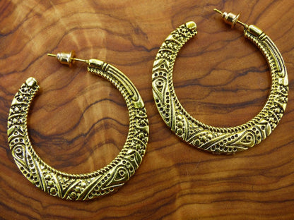 Gold / Silber Tribal Ohrstecker Paar "Tibet Muster" ~ GOA ~ Hippie ~Boho ~Ethno ~Natur ~Spirale ~Golden ~Bronze - Art of Nature Berlin